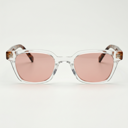 Dana FL-41 Rose Tinted Glasses - Clear Square Acetate | TXOME Dana FL-41 Rose Tinted Glasses - Clear Square Acetate | TXOME