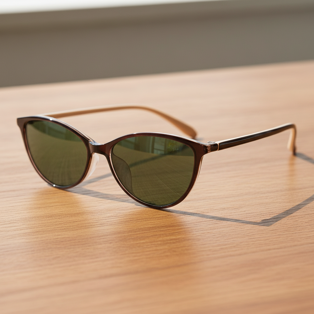 Dawn Green Tinted Lens Sunglasses - Red Cat-eye TR90 Frame - Lifestyle Shot