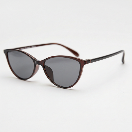 Dawn Grey Tinted Lens Sunglasses - Red Cat-eye TR90 Frame - Side View