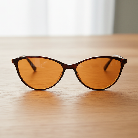 Dawn Orange Tinted Lens Sunglasses - Red Cat-eye TR90 Frame - Lifestyle Shot