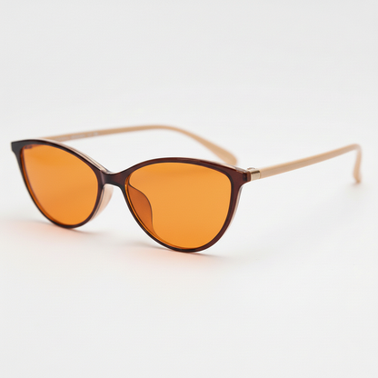 Dawn Orange Tinted Lens Sunglasses - Red Cat-eye TR90 Frame - Side View