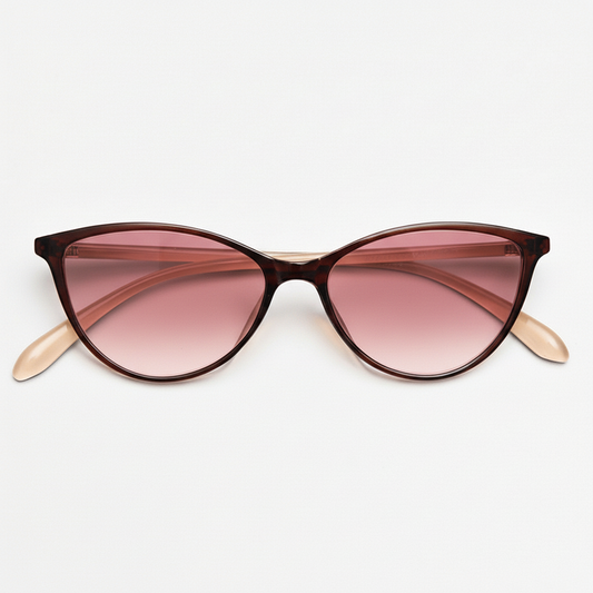 Dawn Pink Gradient Lens Sunglasses - Red Cat-eye TR90 Frame - Front View