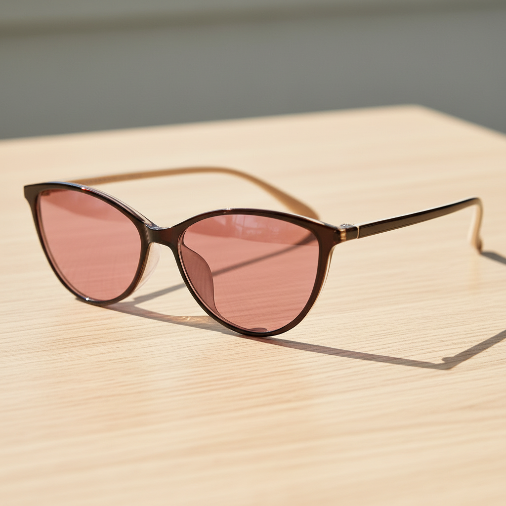 Dawn Pink Tinted Lens Sunglasses - Red Cat-eye TR90 Frame - Lifestyle Shot