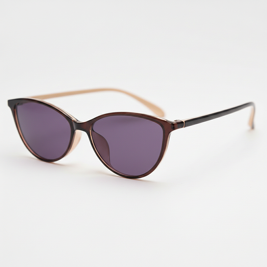Dawn Purple Tinted Lens Sunglasses - Red Cat-eye TR90 Frame - Side View