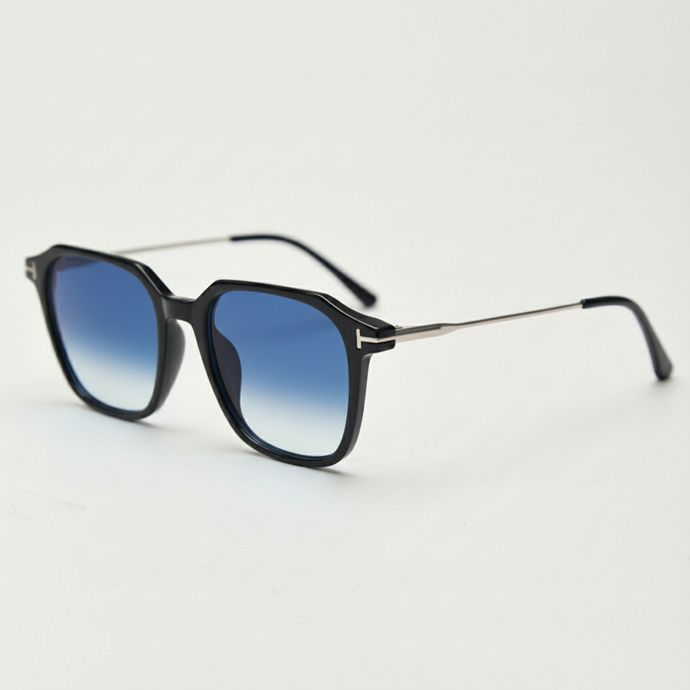 Elma Blue Gradient Lens Sunglasses - Black Rectangle TR90 Frame