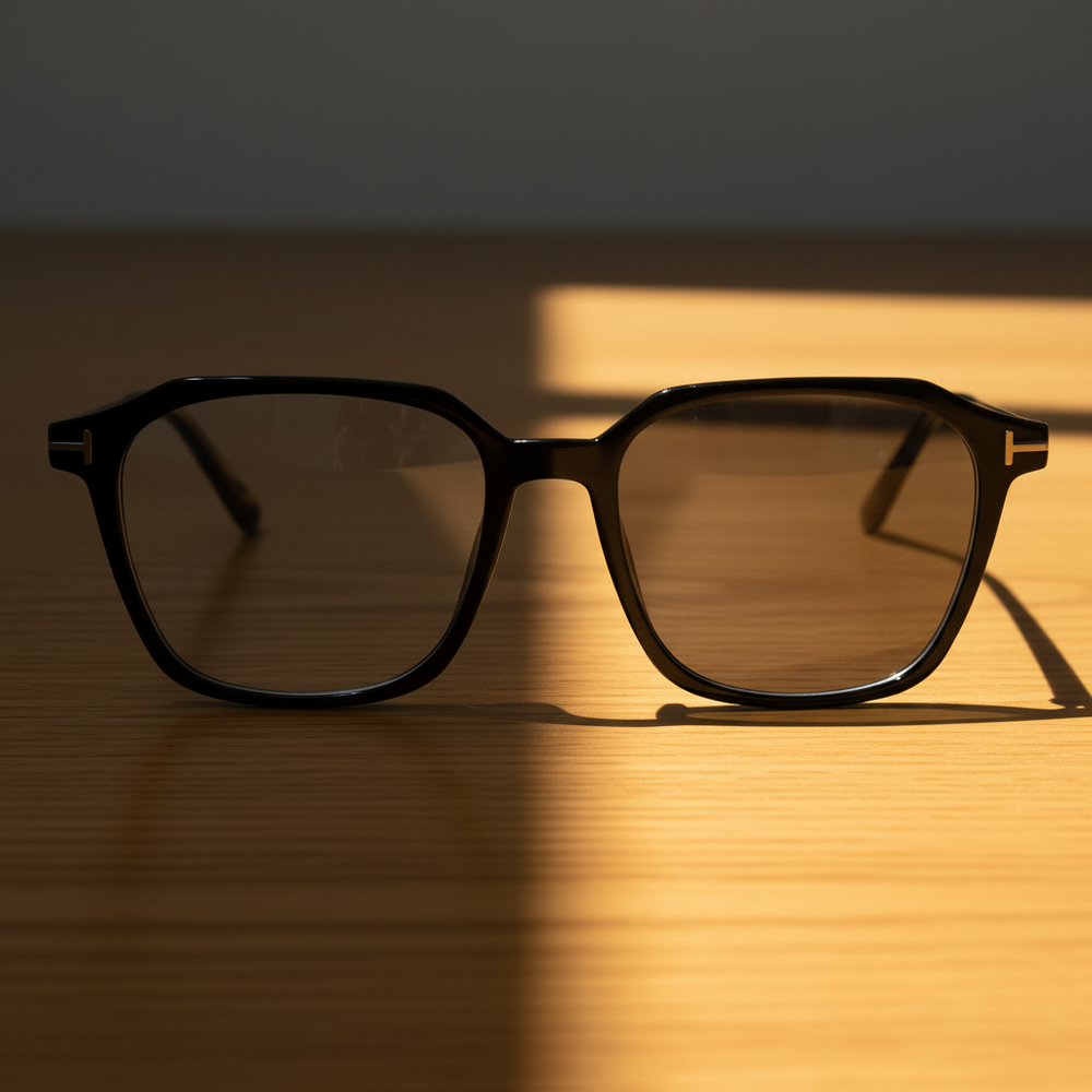 Elma Grey Photochromic Lens Glasses - Black Rectangle TR90 Frame