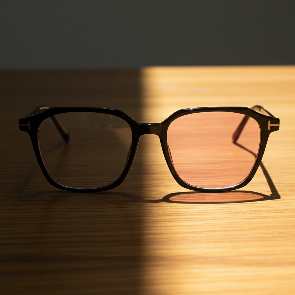 Elma Pink Photochromic Lens Glasses - Black Rectangle TR90 Frame