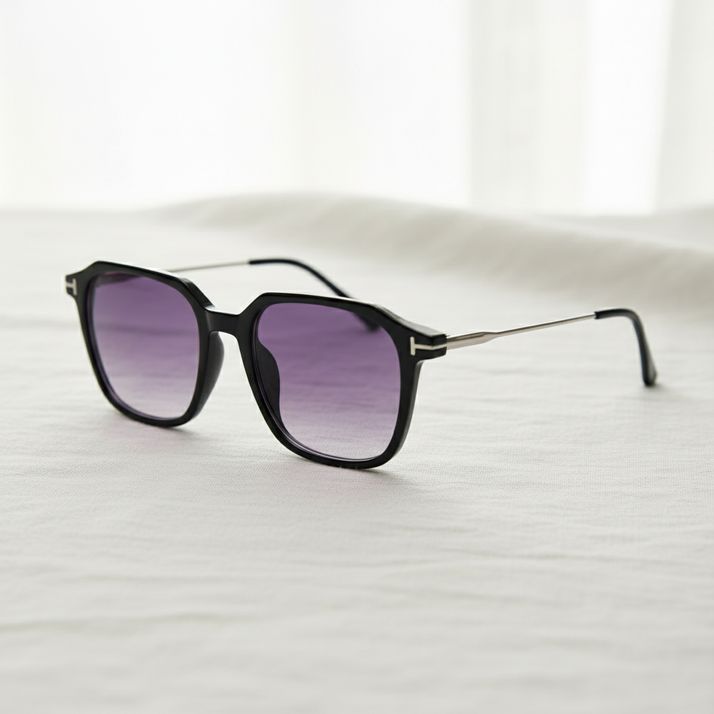 Elma Purple Gradient Lens Sunglasses - Black Rectangle TR90 Frame
