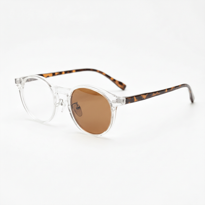 Erin Brown Photochromic Lens Glasses - Clear Round TR90 Frame - Side View