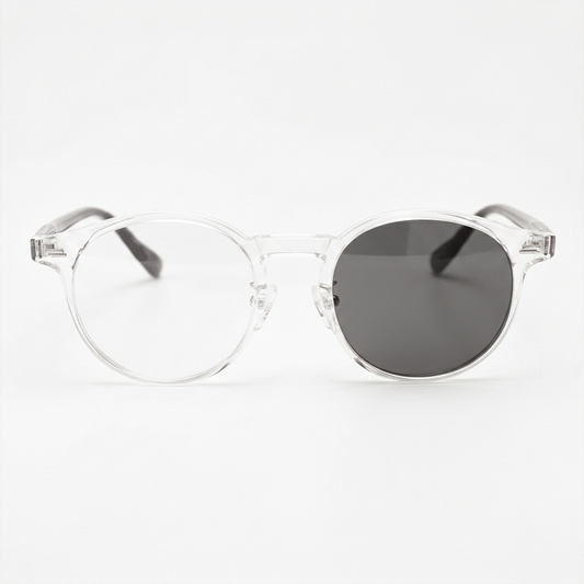 Erin Grey Photochromic Lens Glasses - Clear Round TR90 Frame - Front View