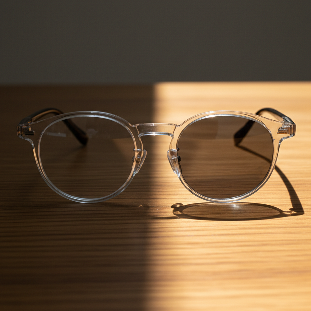 Erin Grey Photochromic Lens Glasses - Clear Round TR90 Frame