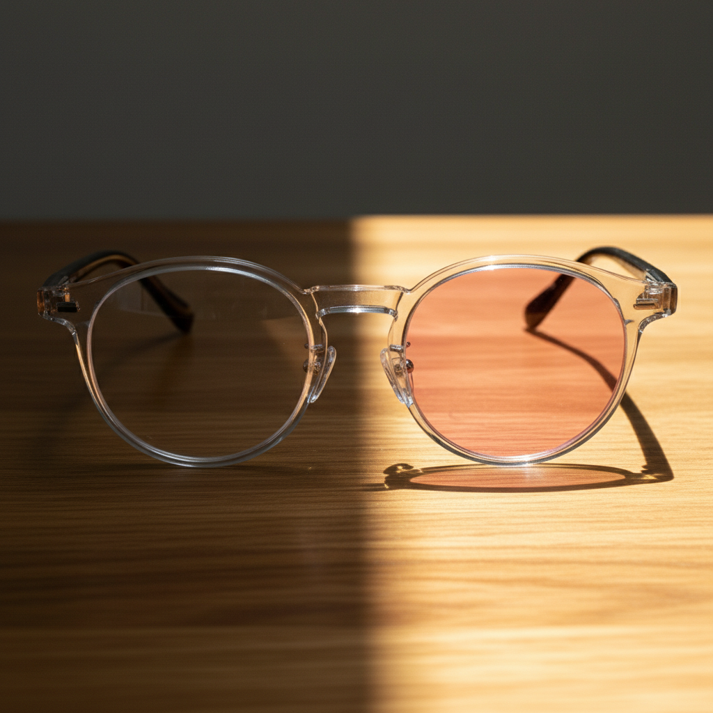 Erin Pink Photochromic Lens Glasses - Clear Round TR90 Frame - Lifestyle Shot