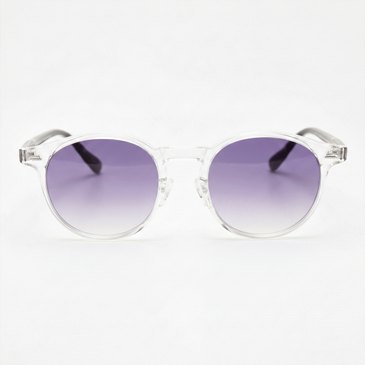 Erin Purple Gradient Lens Sunglasses - Clear Round TR90 Frame - Front View