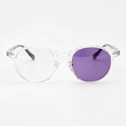 Erin Purple Photochromic Lens Glasses - Clear Round TR90 Frame - Front View