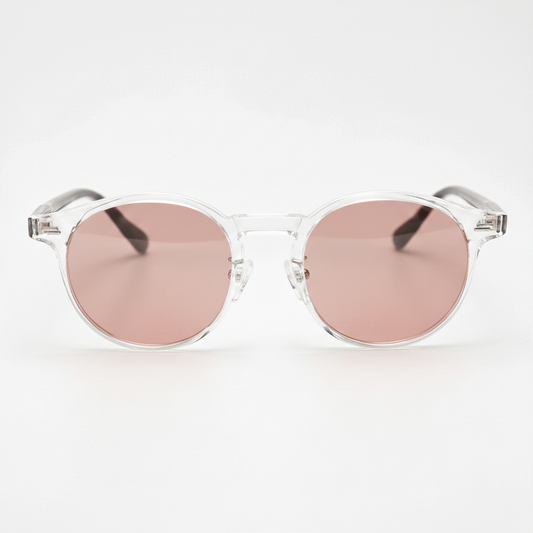 Erin Rose Tinted Lens Sunglasses - Clear Round TR90 Frame FL-41 Glasses - Front View