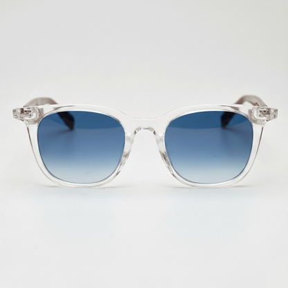Faith Blue Gradient Lens Sunglasses - Clear Rectangle TR90 Frame - Front View