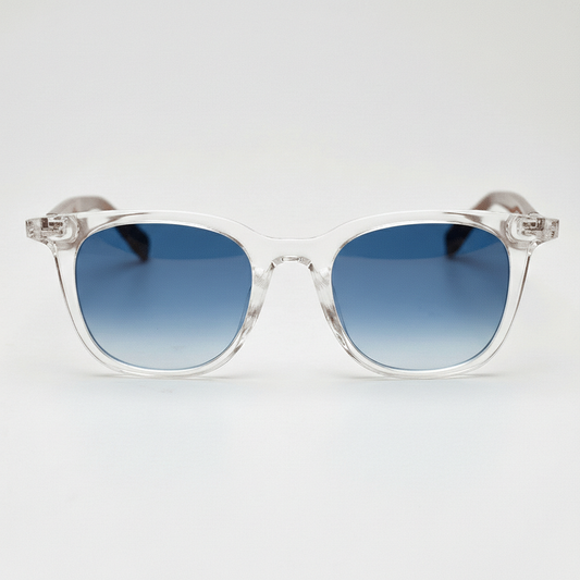 Faith Blue Gradient Lens Sunglasses - Clear Rectangle TR90 Frame - Front View