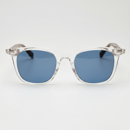 Faith Blue Tinted Lens Sunglasses - Clear Rectangle TR90 Frame - Front View