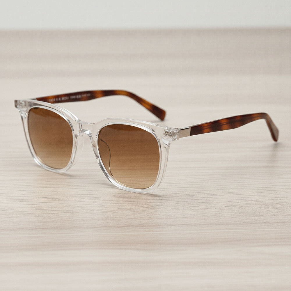 Faith Brown Gradient Lens Sunglasses - Clear Rectangle TR90 Frame