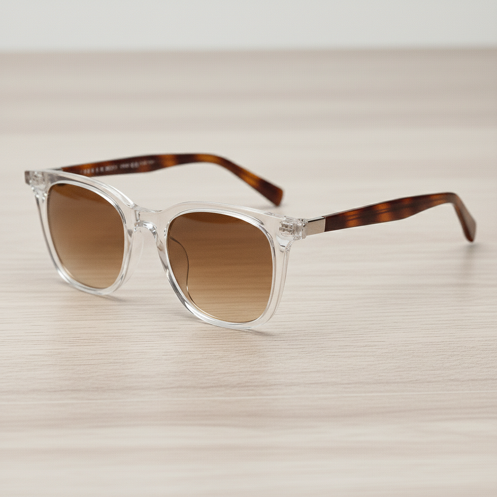 Faith Brown Gradient Lens Sunglasses - Clear Rectangle TR90 Frame - Lifestyle Shot