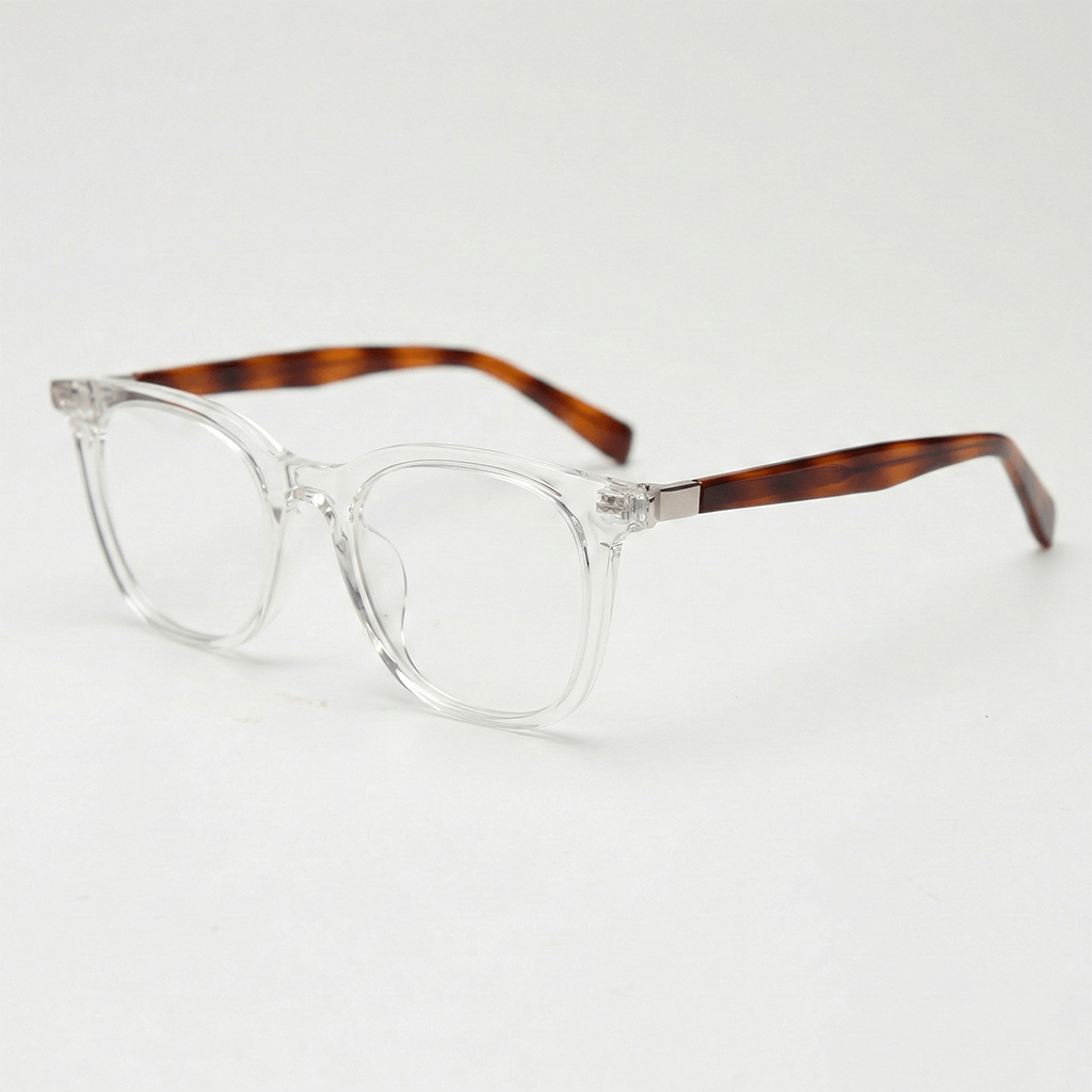 Faith Clear Lens Glasses - Clear Rectangle TR90 Frame - Side View