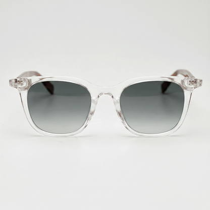 Faith Grey Gradient Lens Sunglasses - Clear Rectangle TR90 Frame - Front View