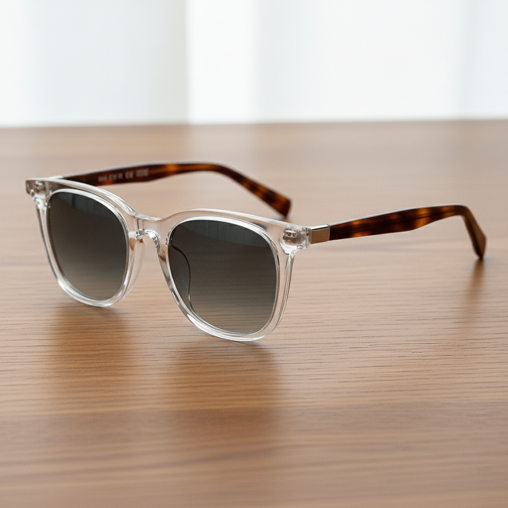 Faith Grey Gradient Lens Sunglasses - Clear Rectangle TR90 Frame - Lifestyle Shot