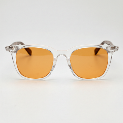 Faith Orange Tinted Lens Sunglasses - Clear Rectangle TR90 Frame - Front View