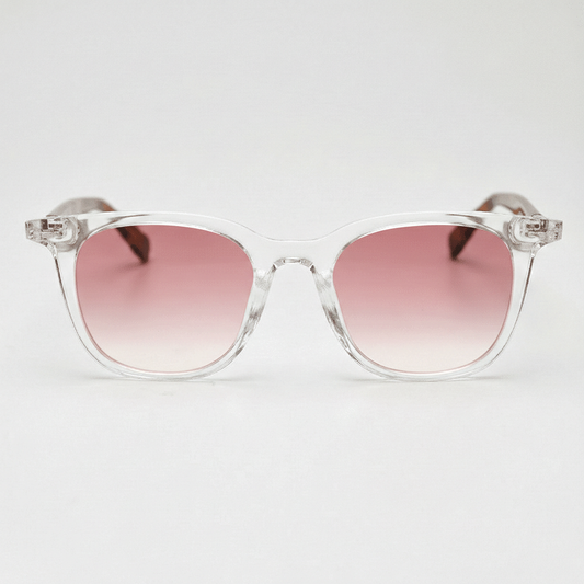 Faith Pink Gradient Lens Sunglasses - Clear Rectangle TR90 Frame - Front View