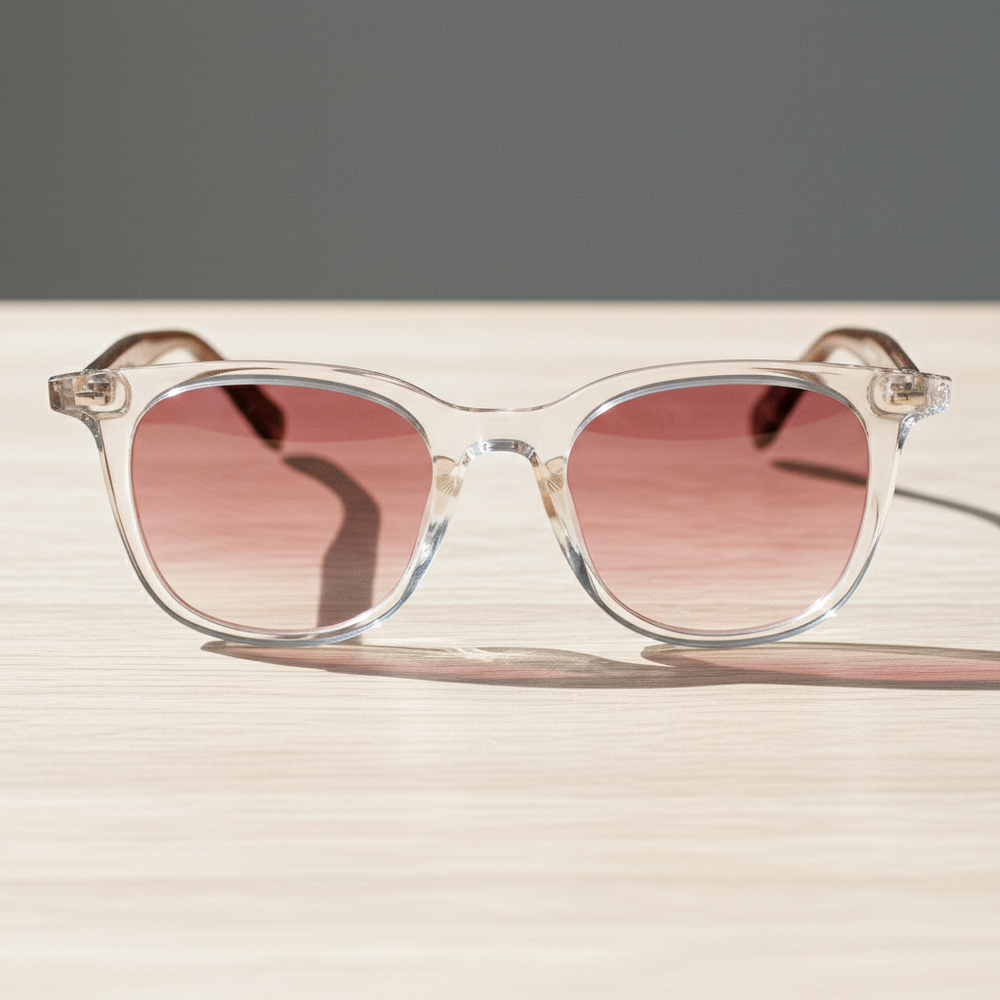 Faith Pink Gradient Lens Sunglasses - Clear Rectangle TR90 Frame