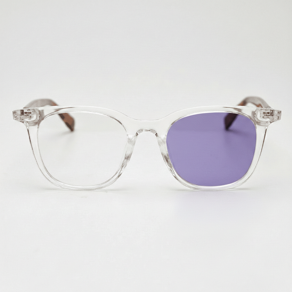 Faith Purple Photochromic Lens Glasses - Clear Rectangle TR90 Frame - Front View