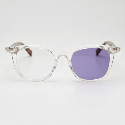 Faith Purple Photochromic Lens Glasses - Clear Rectangle TR90 Frame - Front View