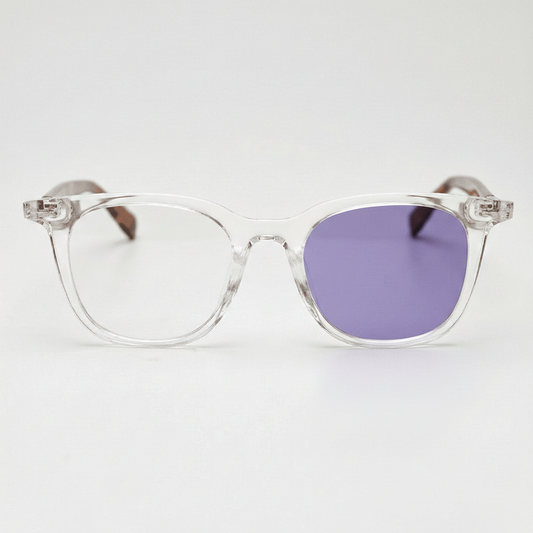 Faith Purple Photochromic Lens Glasses - Clear Rectangle TR90 Frame - Front View