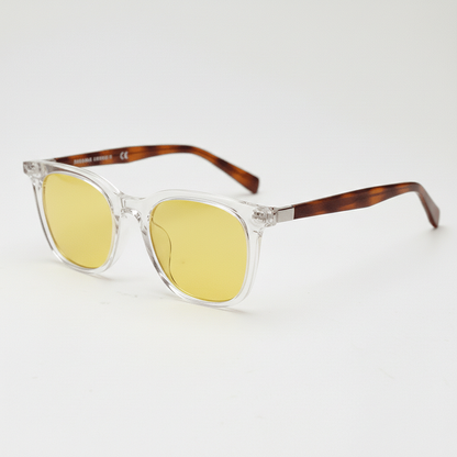 Faith Yellow Tinted Lens Sunglasses - Clear Rectangle TR90 Frame - Side View