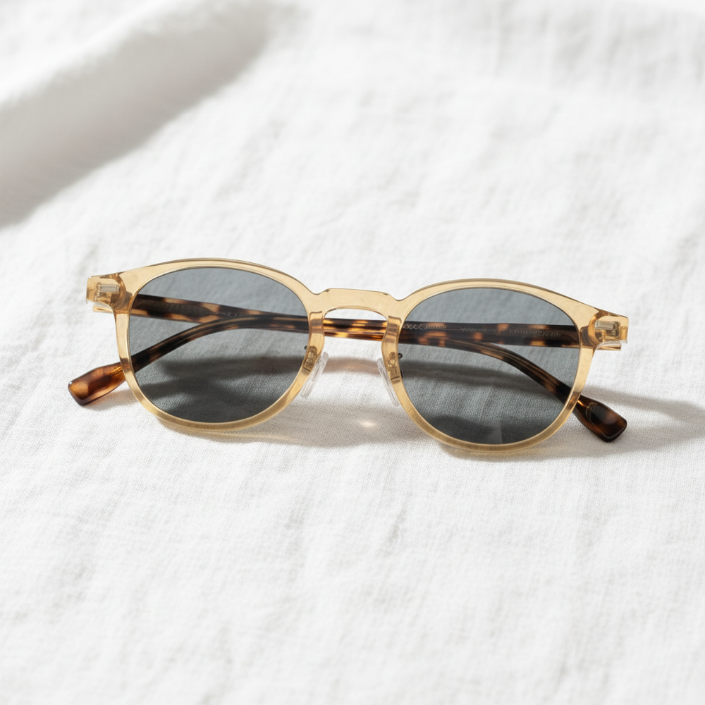 Gail Grey Tinted Lens Sunglasses - Yellow Round TR90 Frame