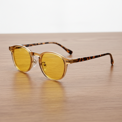 Gail Yellow Tinted Lens Sunglasses - Yellow Round TR90 Frame - Lifestyle Shot