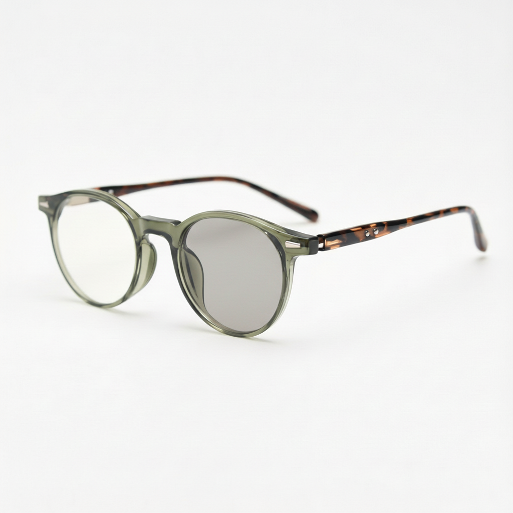 Ida Grey Photochromic Lens Glasses Side View