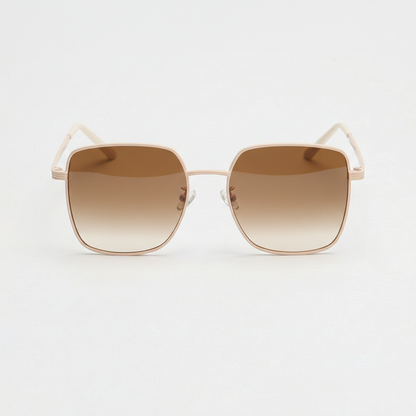 Jade Brown Gradient Lens Sunglasses - Gold Square Metal Frame - Front View
