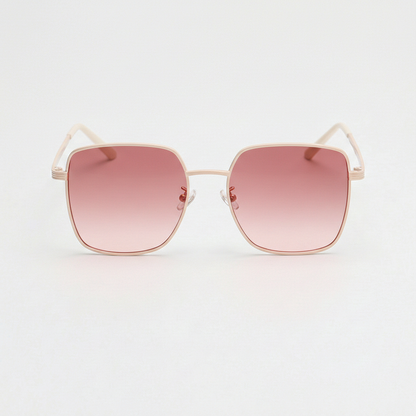 Jade Pink Gradient Lens Sunglasses - Gold Square Metal Frame - Front View