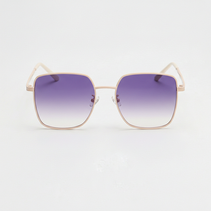 Jade Purple Gradient Lens Sunglasses - Gold Square Metal Frame - Front View