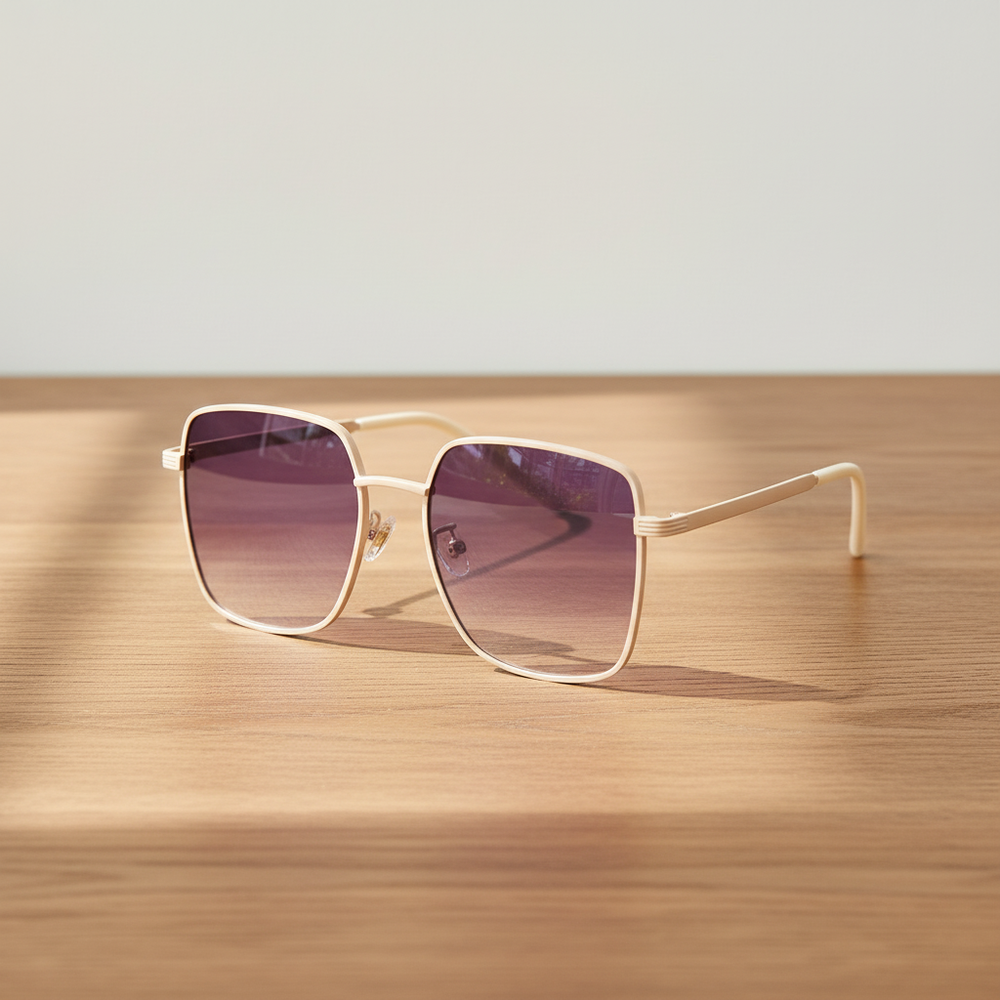 Jade Purple Gradient Lens Sunglasses - Gold Square Metal Frame