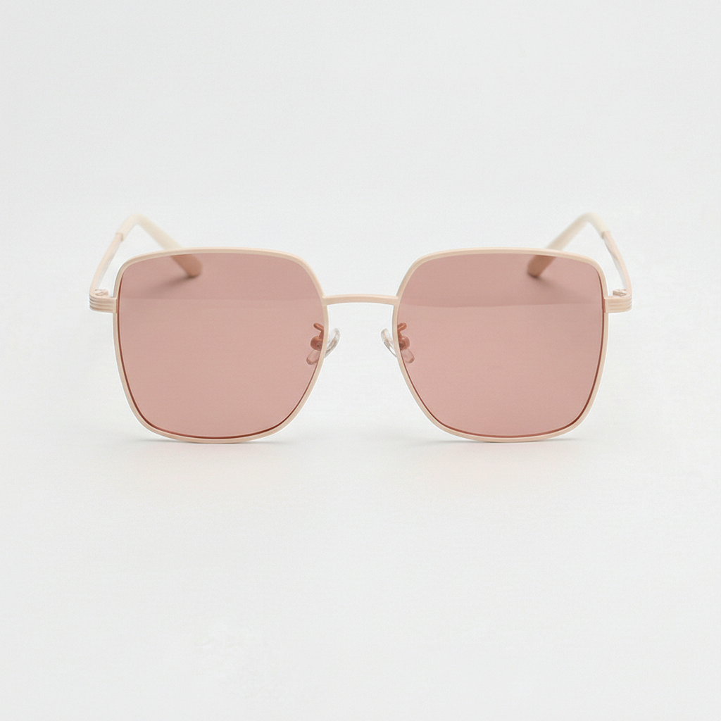 Jade Rose Tinted Lens Sunglasses - Gold Square Metal Frame FL-41 Glasses - Front View