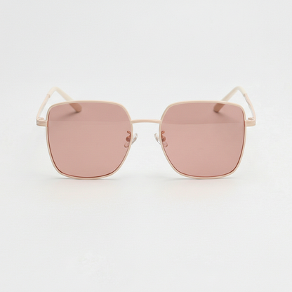 Jade Rose Tinted Lens Sunglasses - Gold Square Metal Frame FL-41 Glasses - Front View