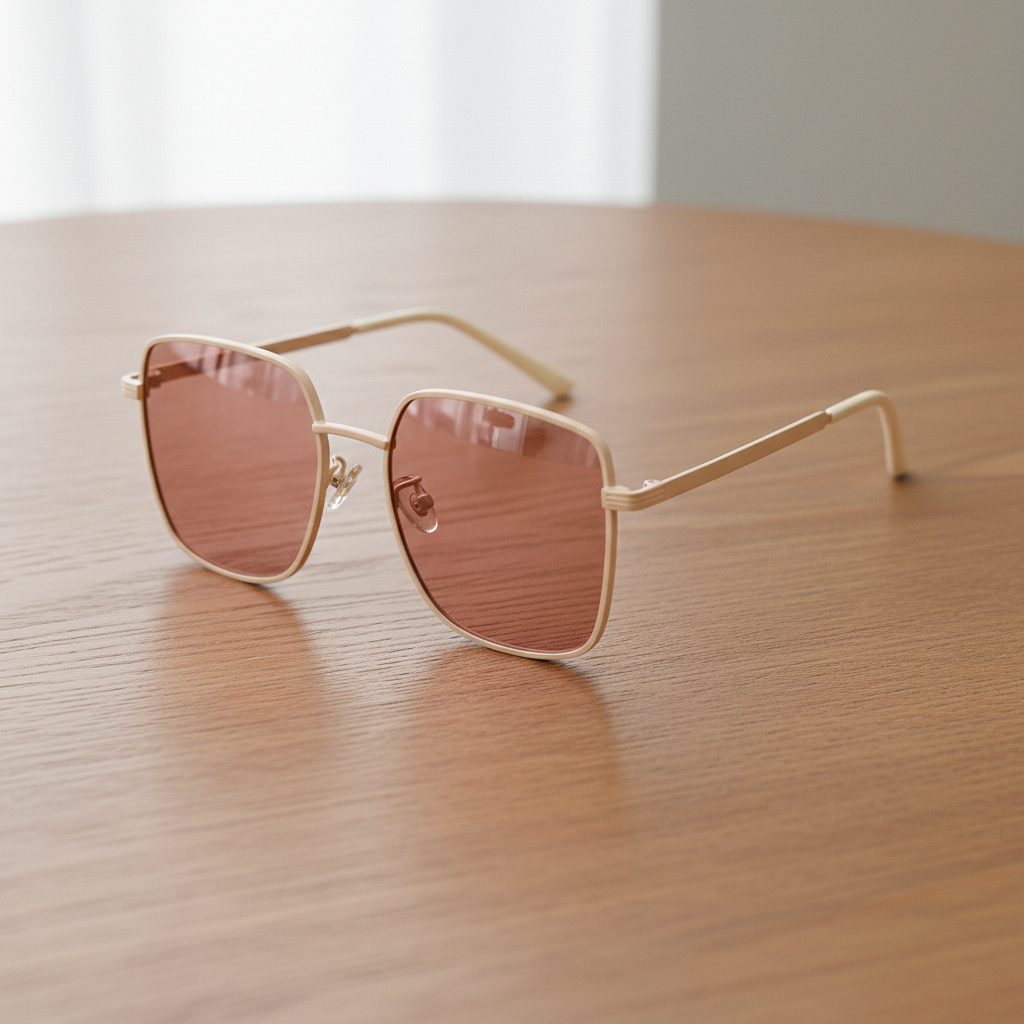 Jade Rose Tinted Lens Sunglasses - Gold Square Metal Frame FL-41 Glasses - Lifestyle Shot