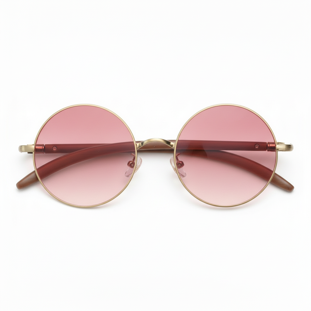 Jo Pink Gradient Sunglasses - Gold Round Metal | TXOME
