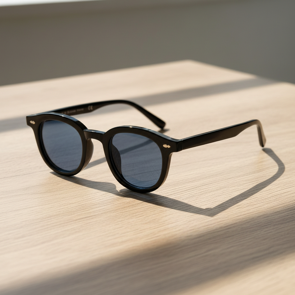 Joyce Blue Tinted Lens Sunglasses - Black Oval TR90 Frame