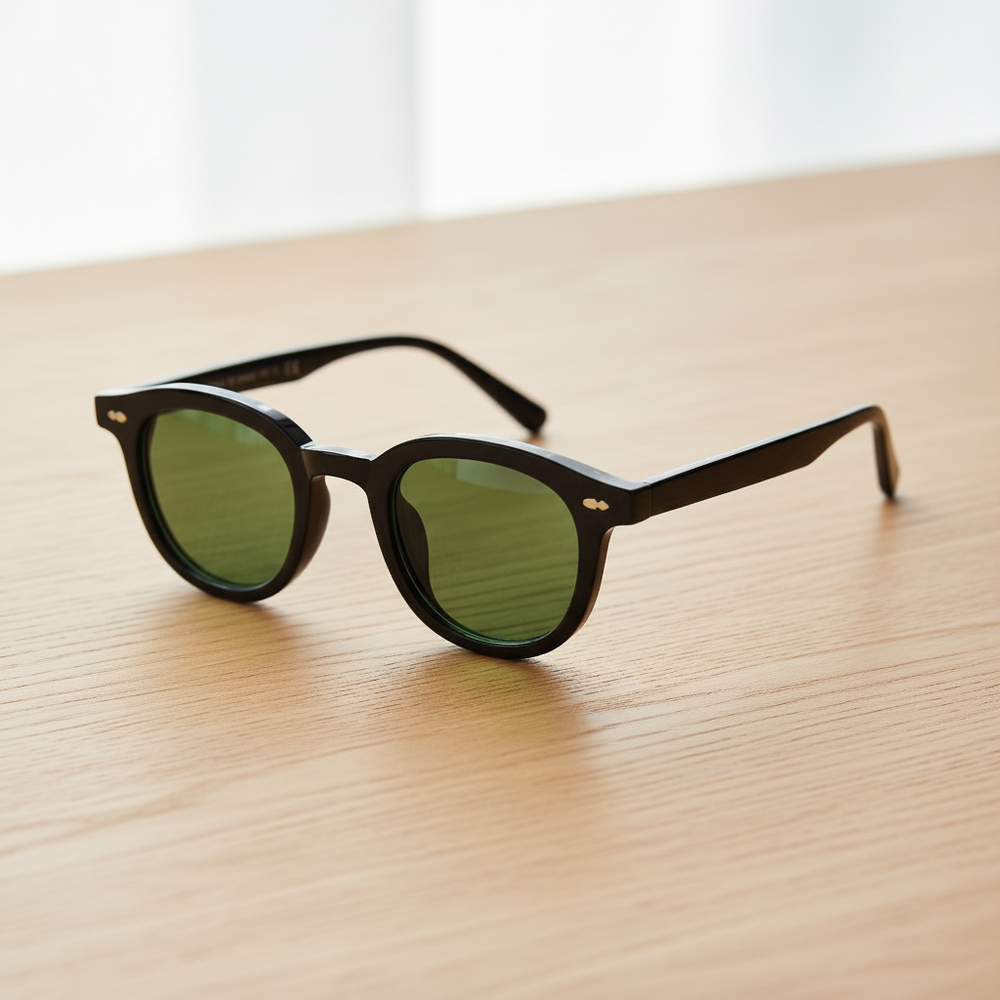 Joyce Green Tinted Lens Sunglasses - Black Oval TR90 Frame
