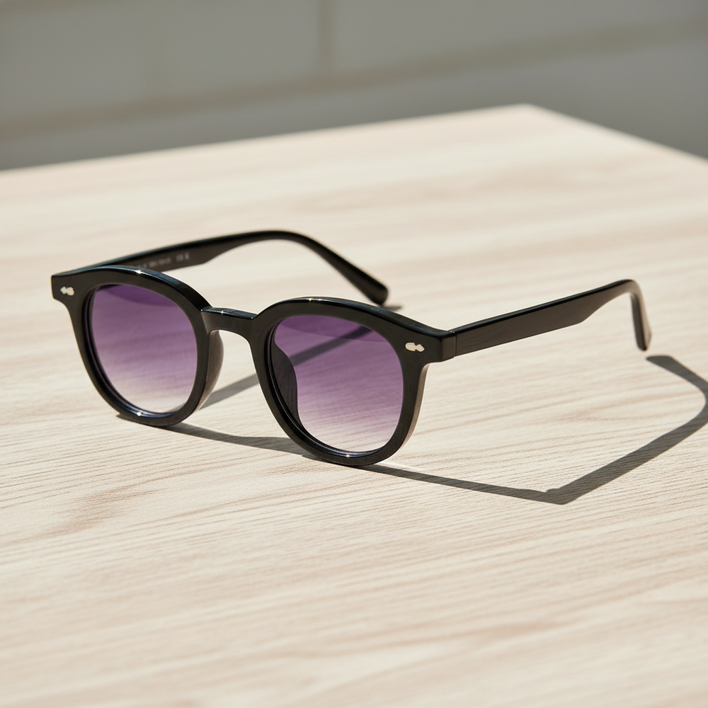 Joyce Purple Gradient Lens Sunglasses - Black Oval TR90 Frame