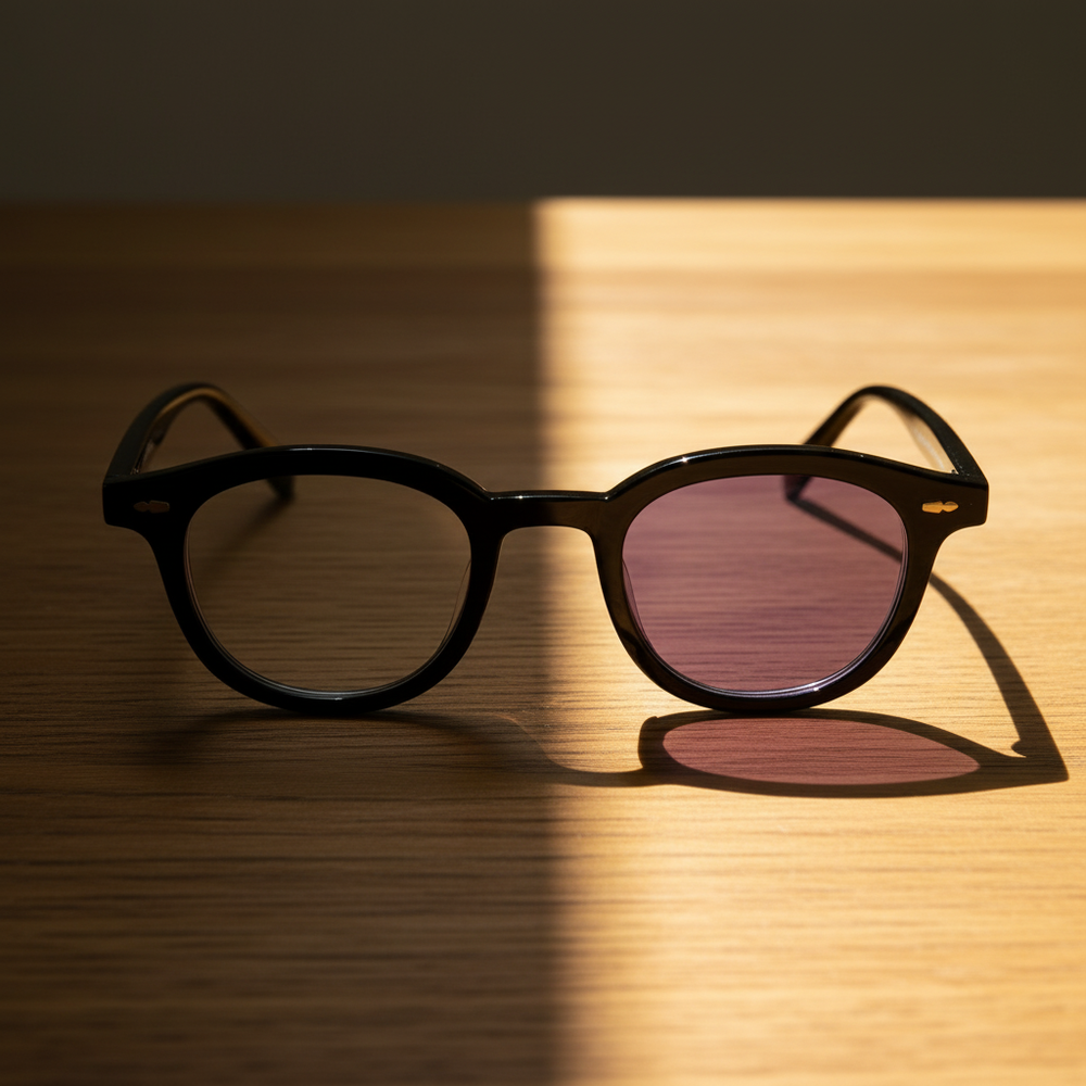 Joyce Purple Photochromic Lens Glasses - Black Oval TR90 Frame