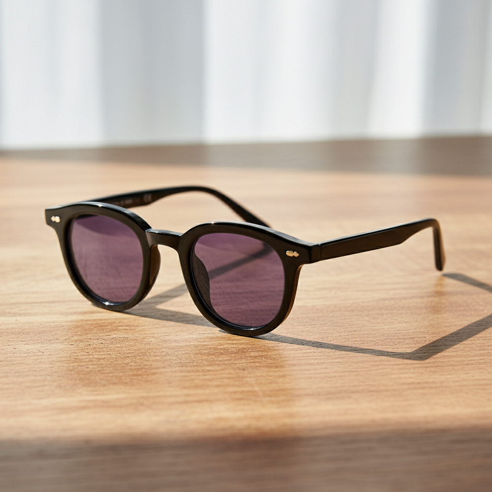 Joyce Purple Tinted Lens Sunglasses - Black Oval TR90 Frame